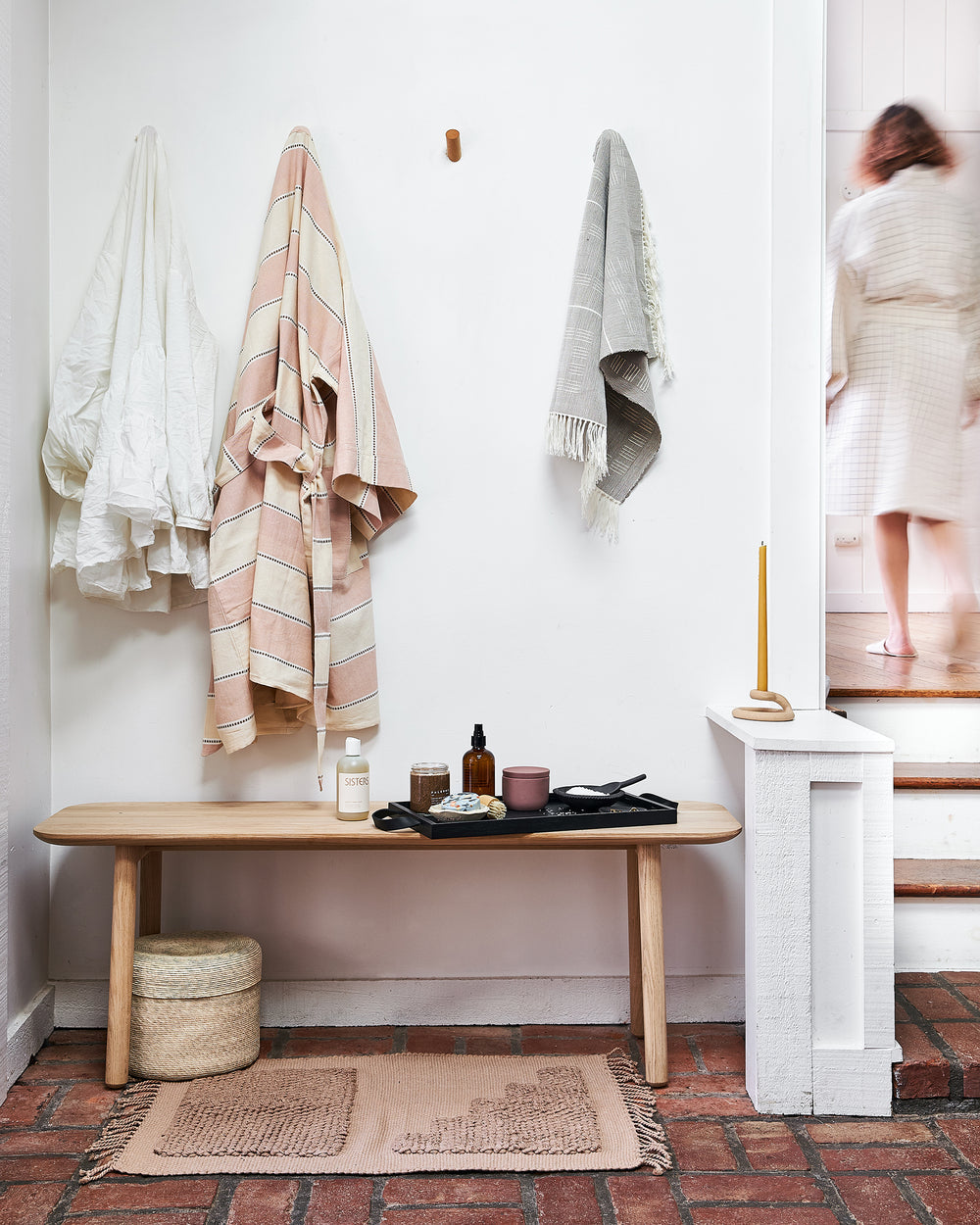 Blocks Towel in Beige