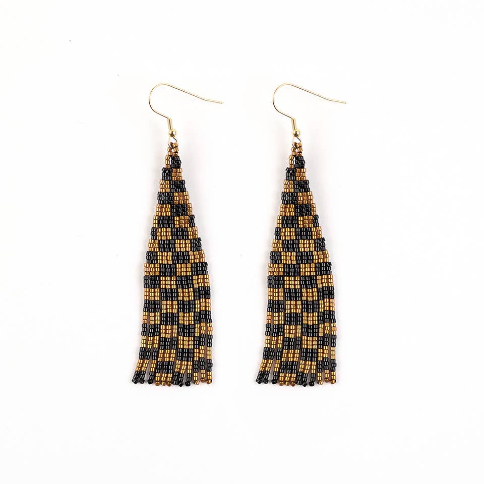 Checkerboard Fringe Earrings