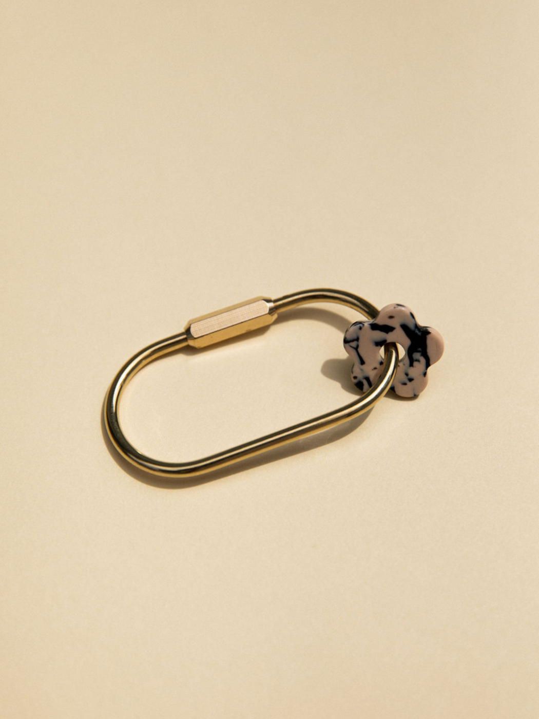 Brass Keychain with Flower Charm