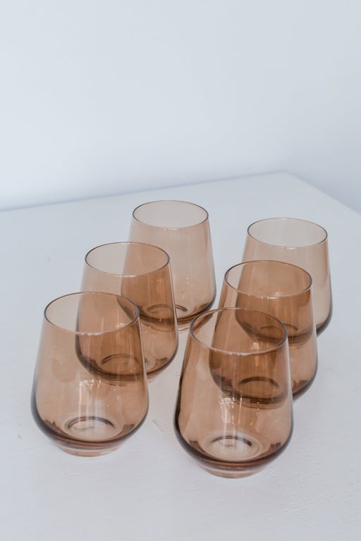 Stemless Wine Glasses in Amber Smoke