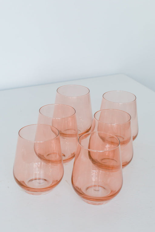 Stemless Wine Glasses in Blush Pink